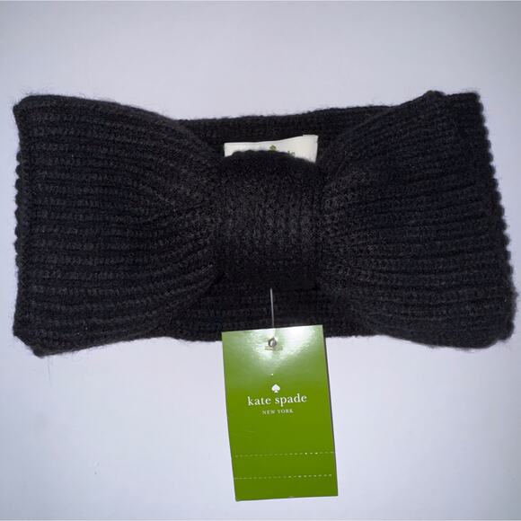 Kate Spade Black Ribbed Knit Bow Headband - NWT! - Picture 3 of 5